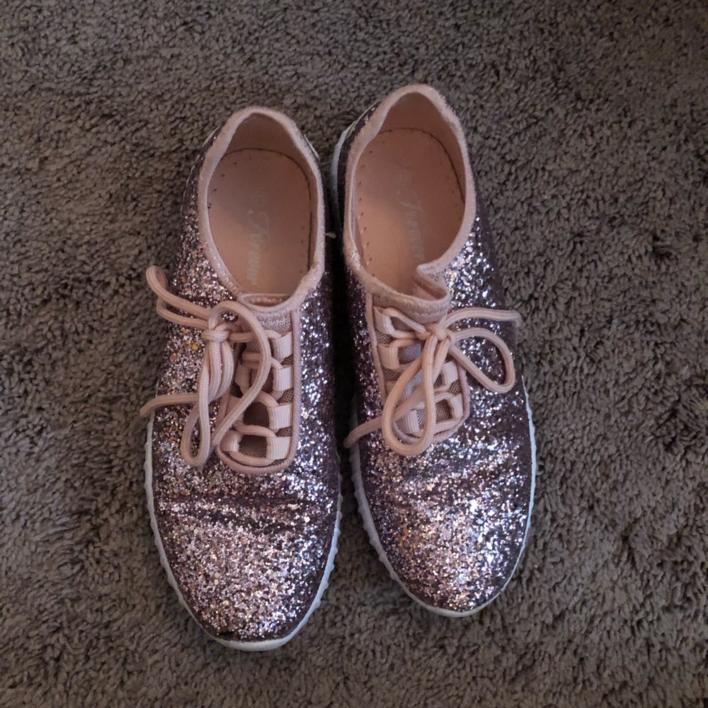 Rose Gold glitter tennis shoes